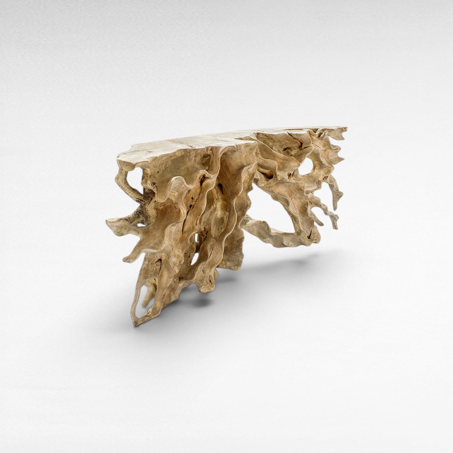 TEAK WOOD ROOT WITH GLASS BLEACHED COLOR W200 |D50 |H80 CM