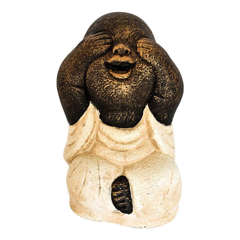 BLIND-DEAF-MUTE SET OF 3 SHAOLINS WHITE H.20 CM - Chora Mykonos