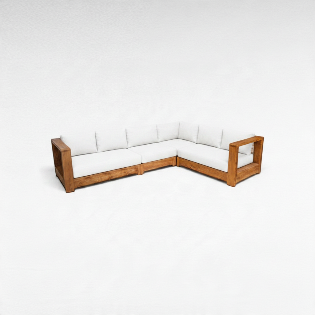 TEAK WOOD CORNER SOFA L300 |W220 cm