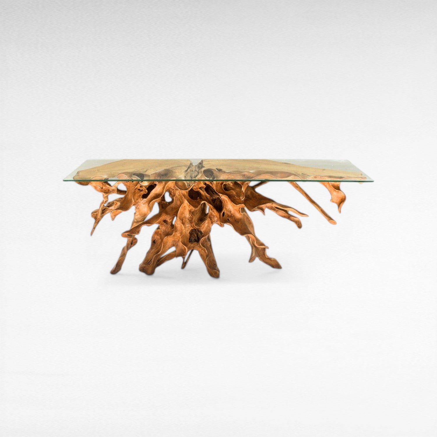 TEAK WOOD ROOT WITH GLASS NATURAL COLOR W195 |D43 |H80 CM