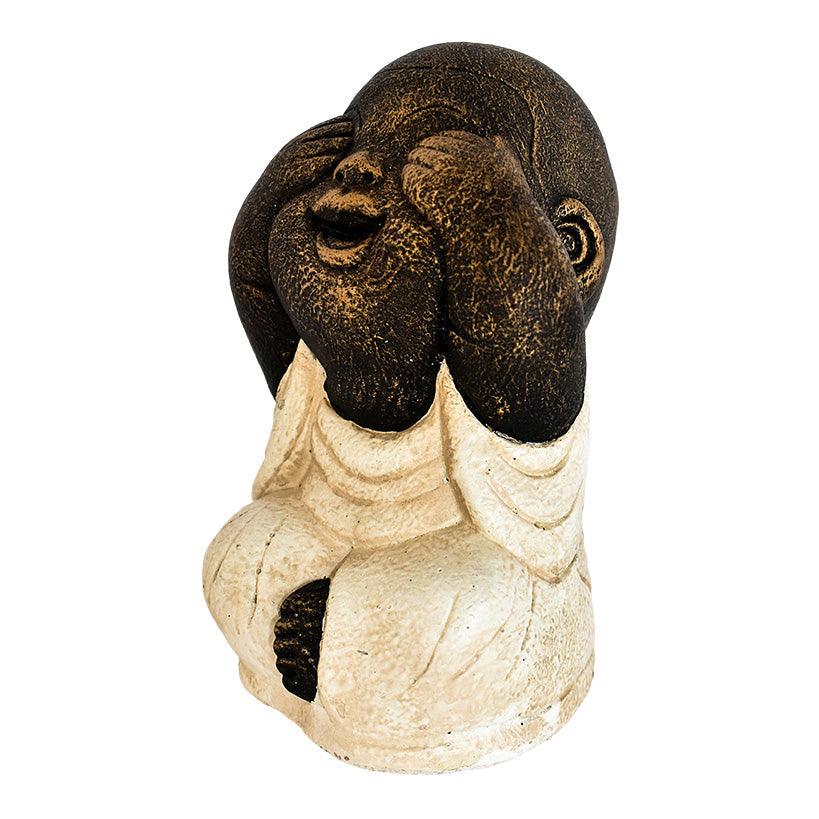 BLIND-DEAF-MUTE SET OF 3 SHAOLINS WHITE H.20 CM - Chora Mykonos