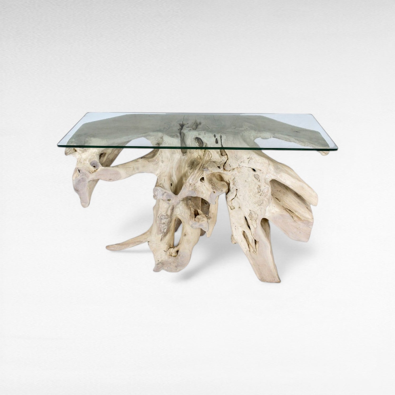 TEAK WOOD WITH GLASS BLEACHED COLOR W120 |D42 |H80 CM