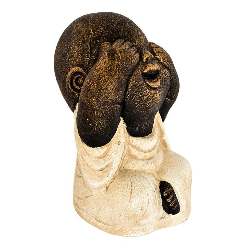 BLIND-DEAF-MUTE SET OF 3 SHAOLINS WHITE H.20 CM - Chora Mykonos