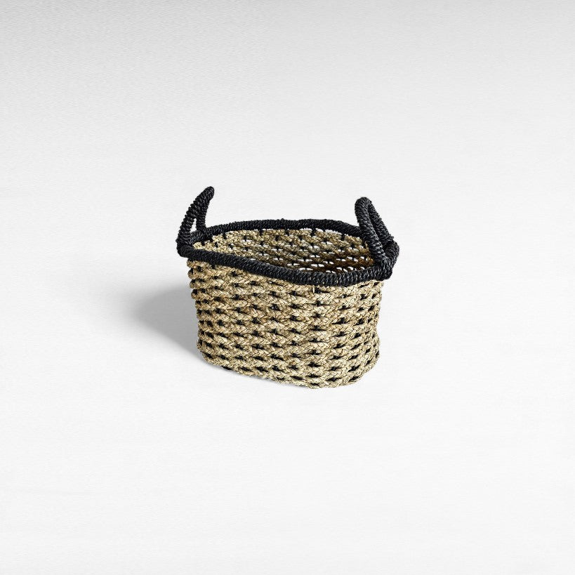 BASKETS GRASS NATURAL & BLACK SET OF 3