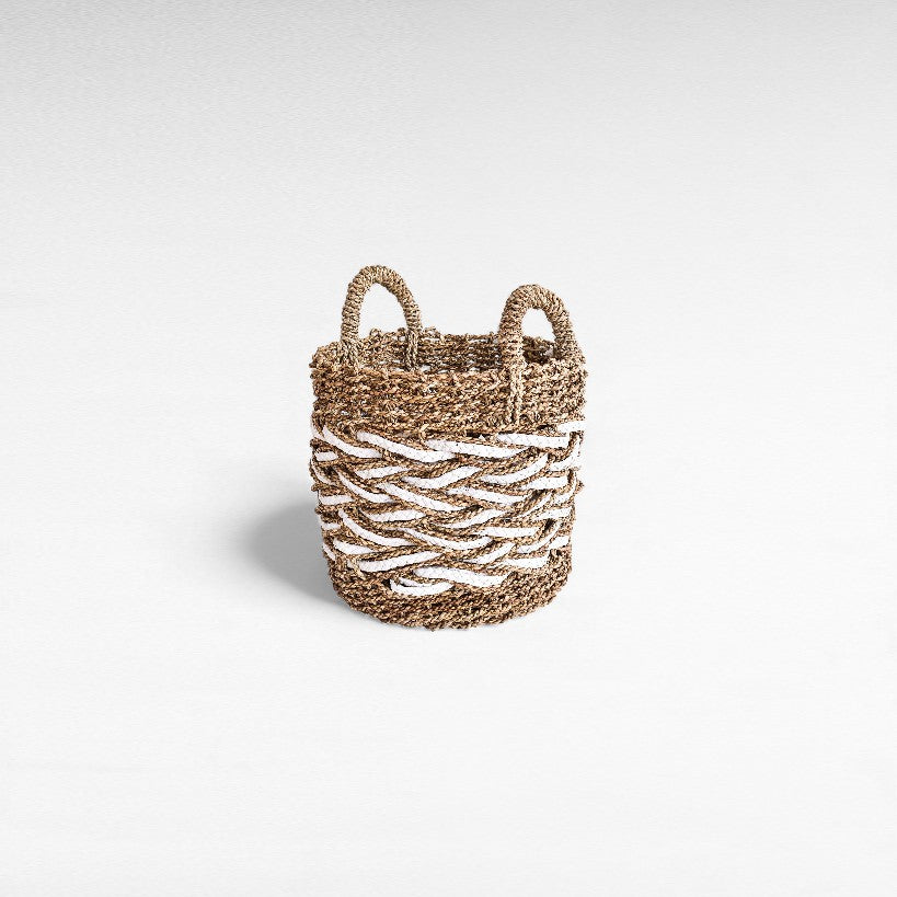 BASKETS GRASS NATURAL & WHITE SET OF 3