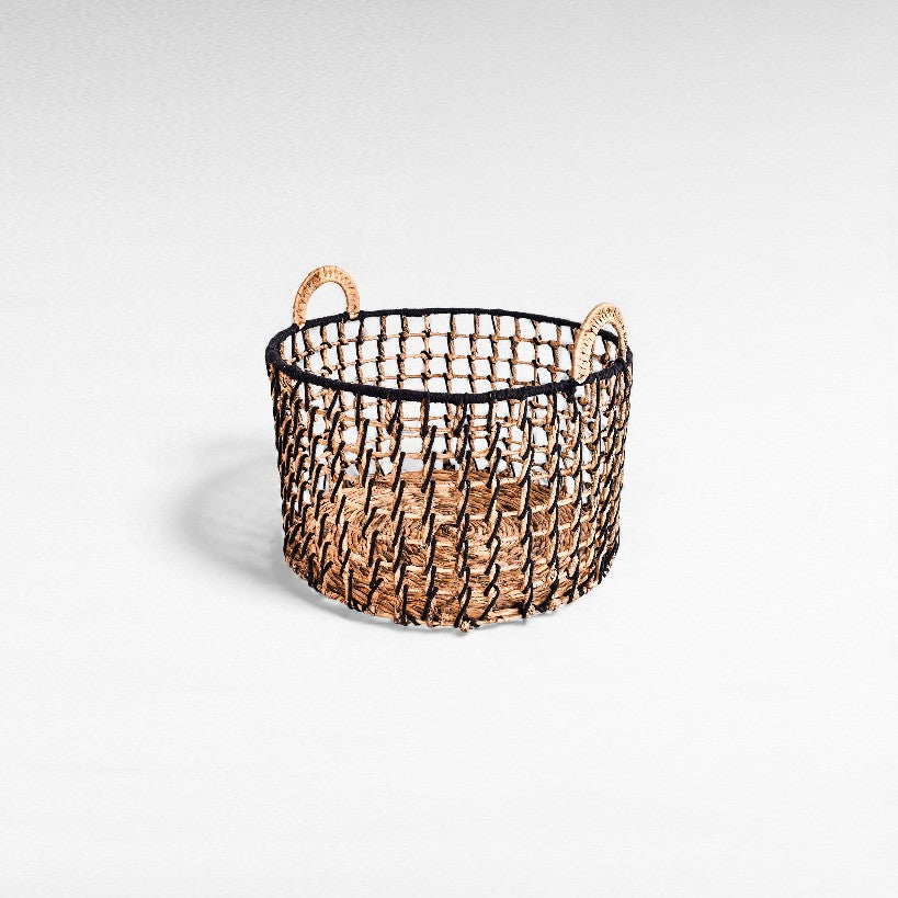 BASKETS BANANA LEAF BLACK & NATURAL SET OF 3