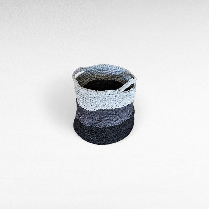 HANDMADE COTTON LAUNDRY BASKET TONES OF GREY