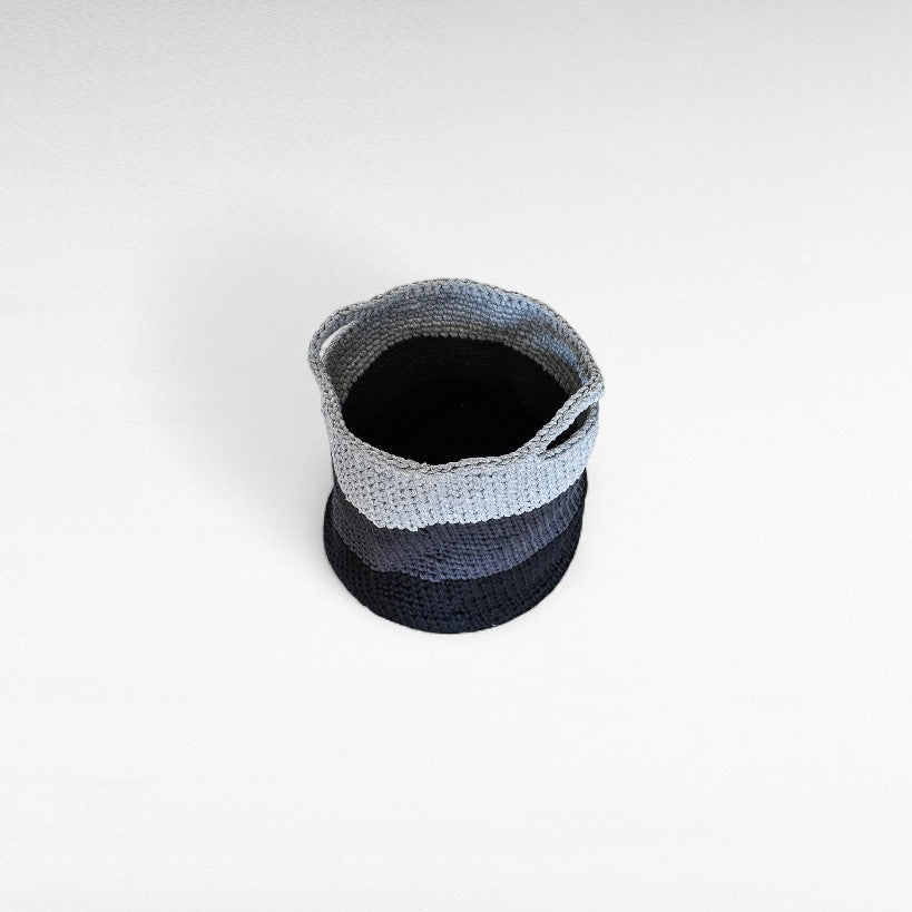 HANDMADE COTTON LAUNDRY BASKET TONES OF GREY