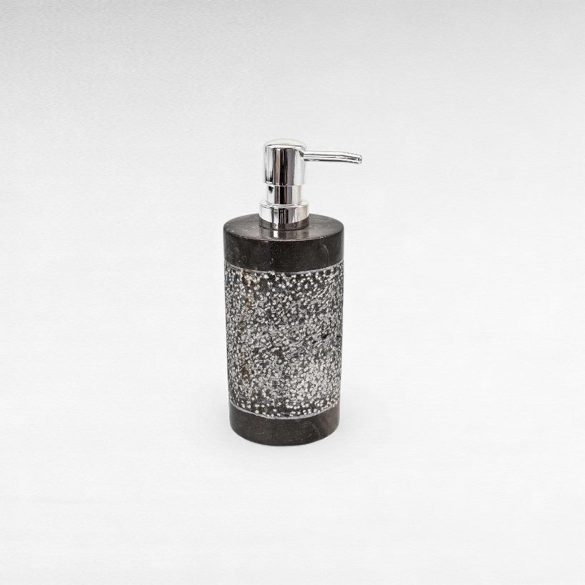 BATHROOM SOAP DISPENSER STONE DARK GREY 7x7x20cm