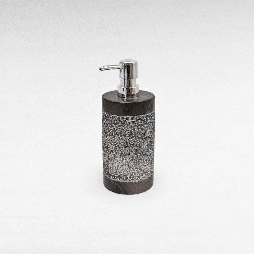 BATHROOM SOAP DISPENSER STONE DARK GREY 7x7x20cm