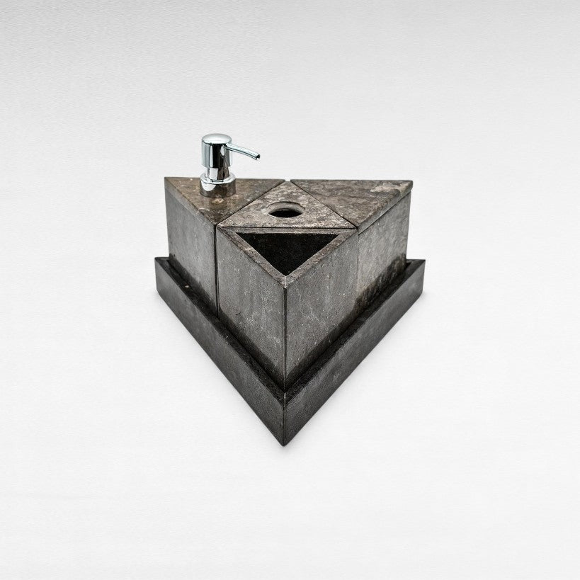 GRAY MARBLE BATHROOM SET OF 5