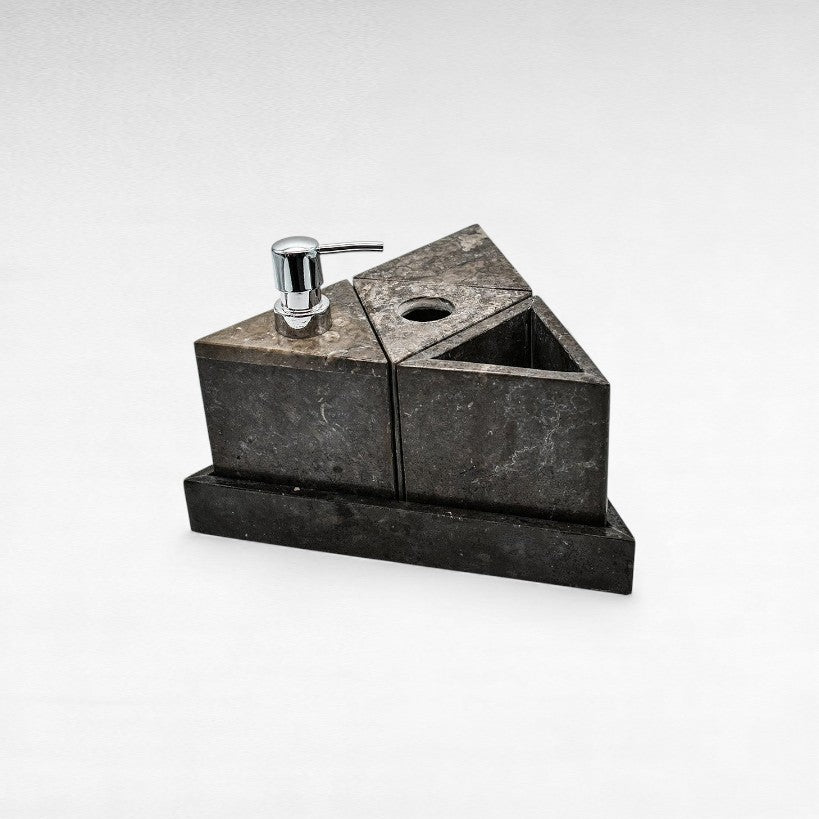 GRAY MARBLE BATHROOM SET OF 5