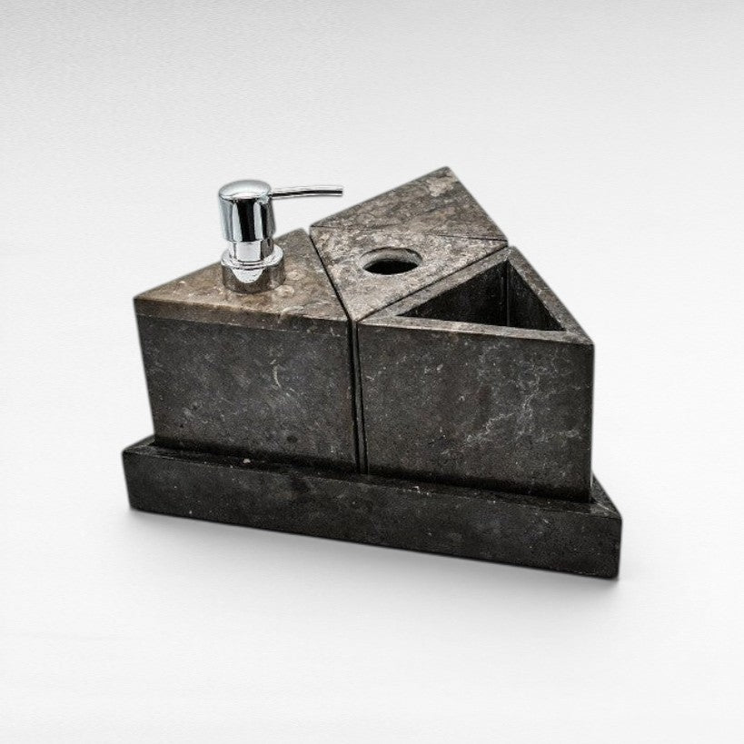 GRAY MARBLE BATHROOM SET OF 5