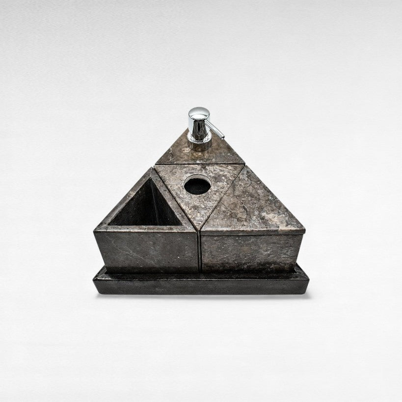 GRAY MARBLE BATHROOM SET OF 5