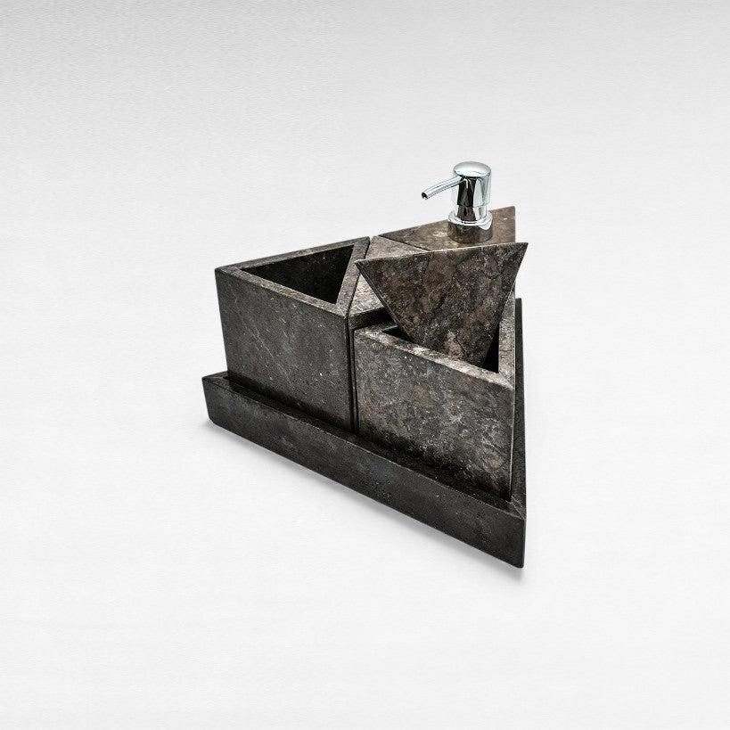 GRAY MARBLE BATHROOM SET OF 5