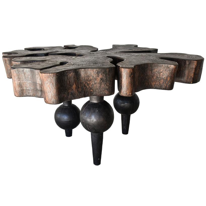 DINING TABLE BLACK ROOUND TABLE - Chora Mykonos