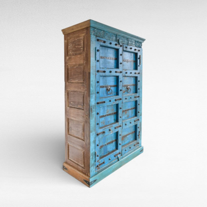 CABINET WOOD TURQUOISE W120 |D54 |H190 cm