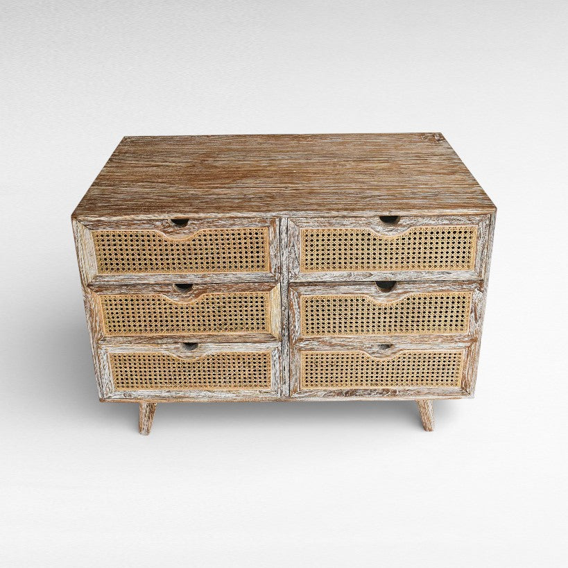 BUFFET CABINET TEAK WOOD & VIENNESE RATTAN W120 |D45 |H90 cm