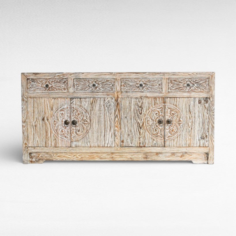 BUFFET WHITE WASHED WITH CARVING DETAILS W160 |50D |H60 cm