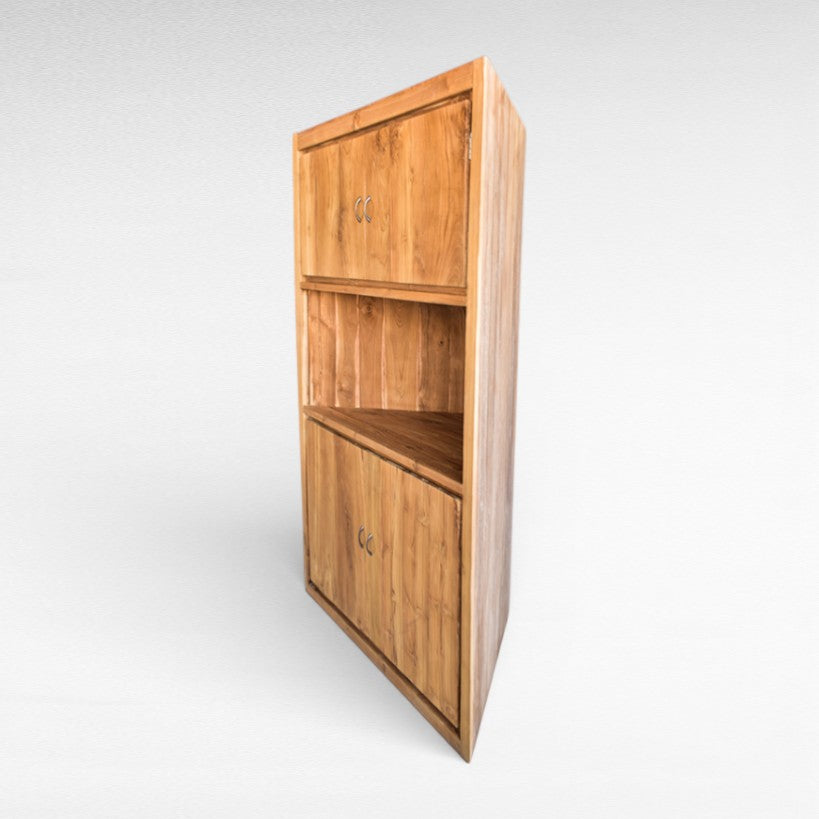 CORNER BUFFET CABINET NATURAL COLOR TEAK WOOD W120 |D65 |H180 cm