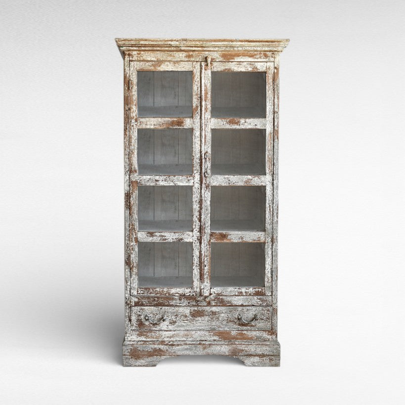 WOODEN CABINET WITH GLASSES W86 |D42 |H180 cm
