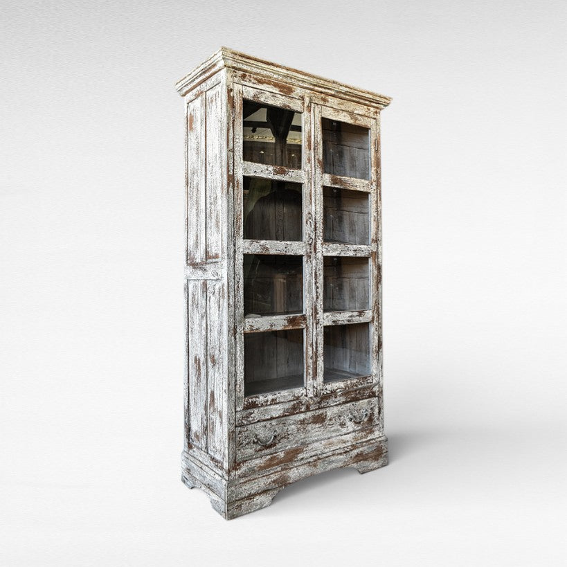 WOODEN CABINET WITH GLASSES W86 |D42 |H180 cm
