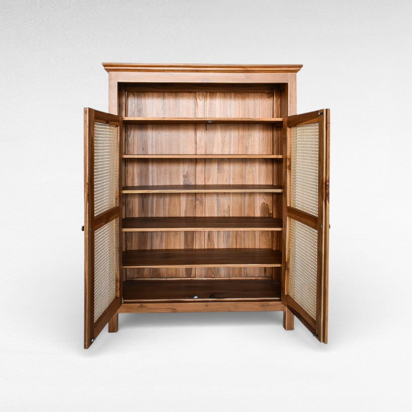 CABINET NATURAL WITH VIENNESE RATTAN W100 |D35 |H135 cm