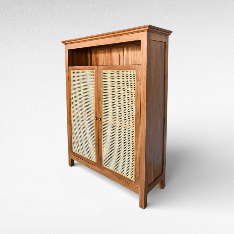 CABINET NATURAL WITH VIENNESE RATTAN W100 |D35 |H135 cm
