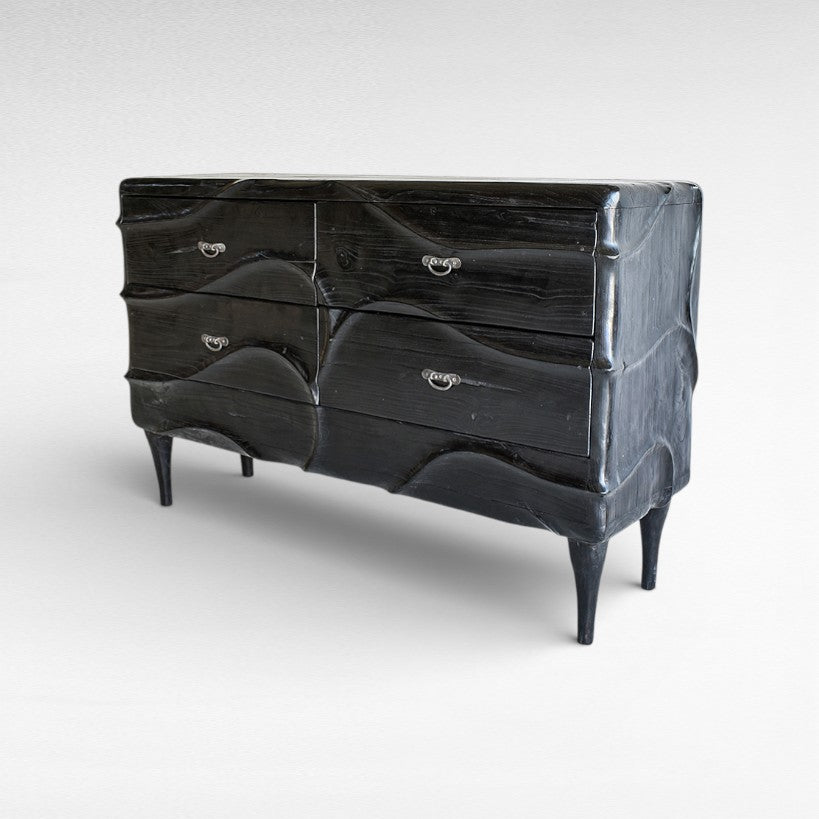 TEAK WOOD BLACK BUFFET W160 |D50 |H100 cm