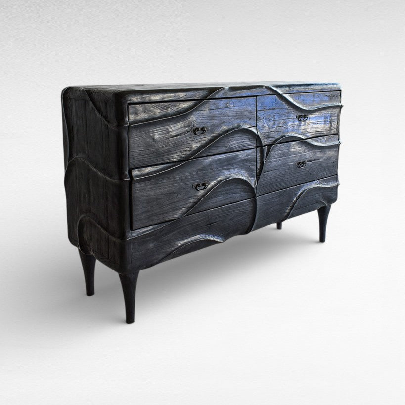 TEAK WOOD BLACK BUFFET W160 |D50 |H100 cm
