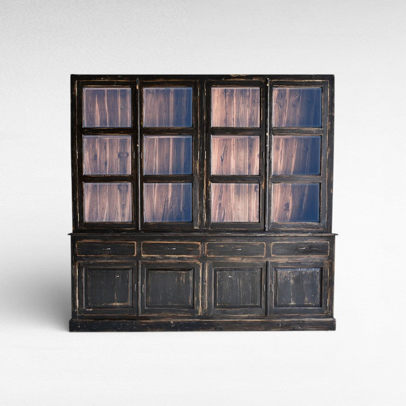 BUFFET CABINET BLACK TEAK WOOD 250X50X240CM