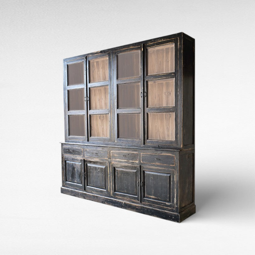 BUFFET CABINET BLACK TEAK WOOD 250X50X240CM