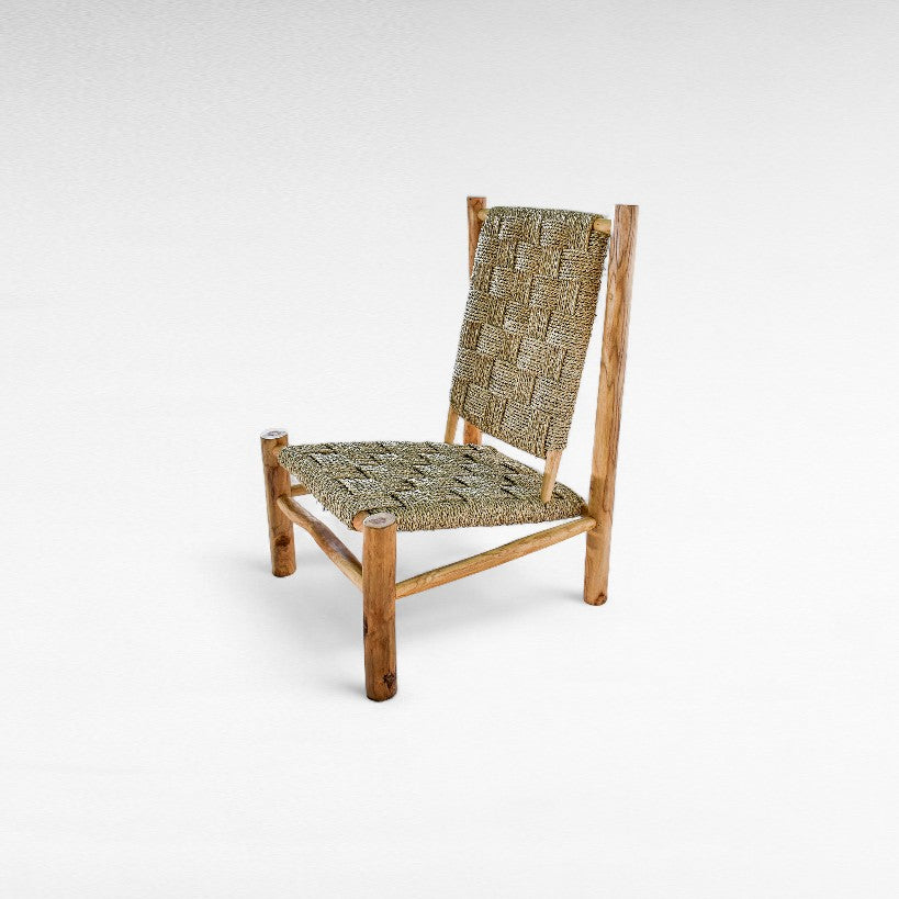 TEAK WOOD RELAX CHAIR WITH NATURAL RAFFIA W60 |D60 |H95 cm