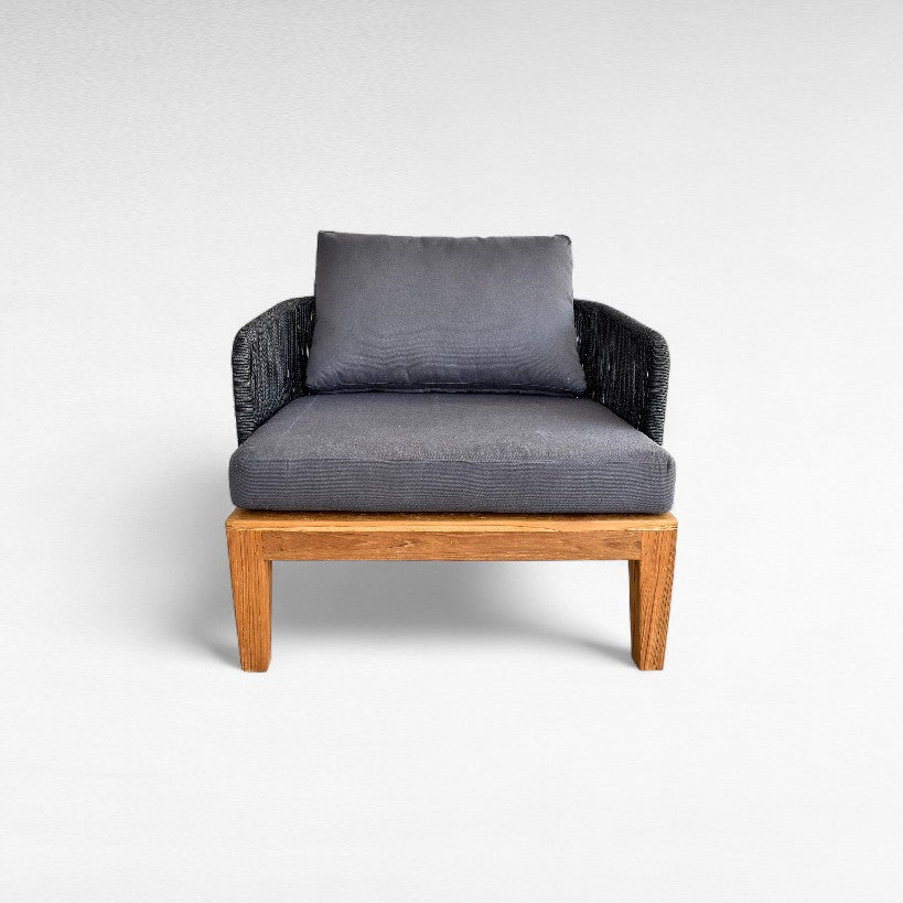 TEAK WOOD RELAX ARMCHAIR WITH ROPE AND W92 |D90 |H68 cm