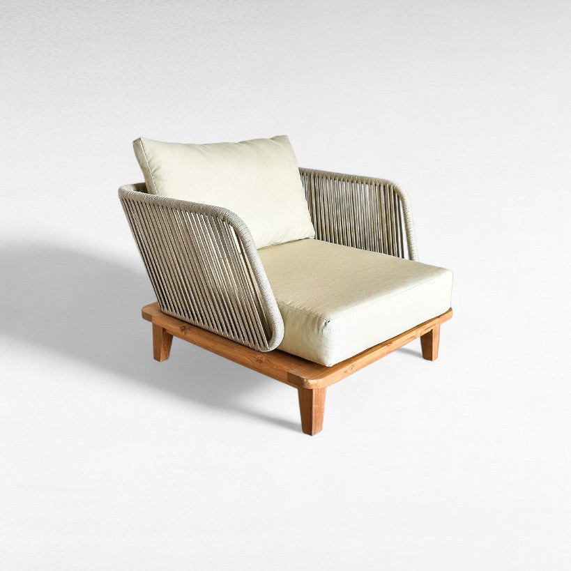 TEAK WOOD RELAX ARMCHAIR WITH ROPE W60 |D70 |H75 CM