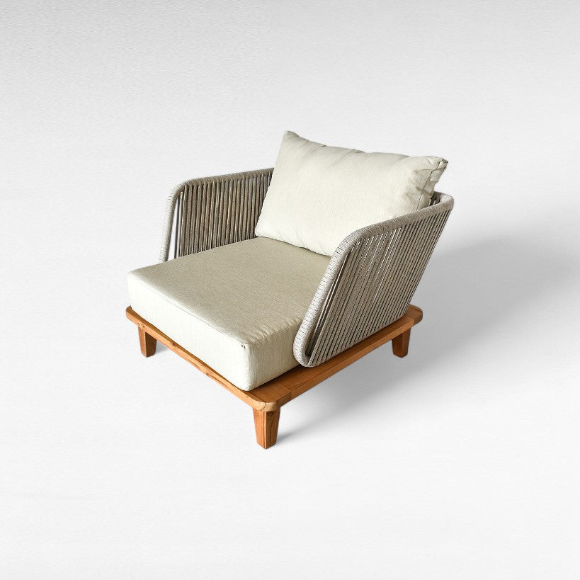 TEAK WOOD RELAX ARMCHAIR WITH ROPE W60 |D70 |H75 CM