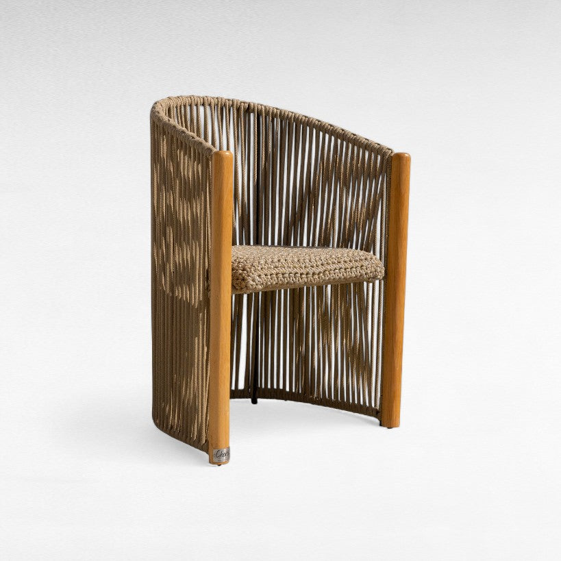OAK WOOD DINING CHAIR WITH THIN COTTON ROPE W50 |D60 |H87 CM