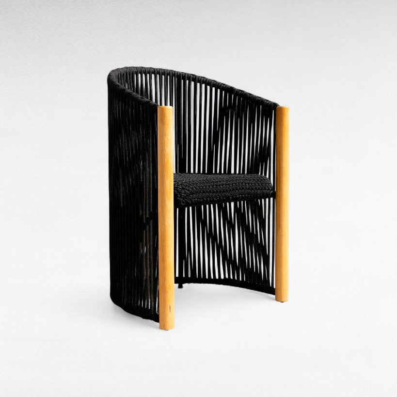 OAK WOOD DINING CHAIR WITH THIN COTTON ROPE W50 |D60 |H87 CM