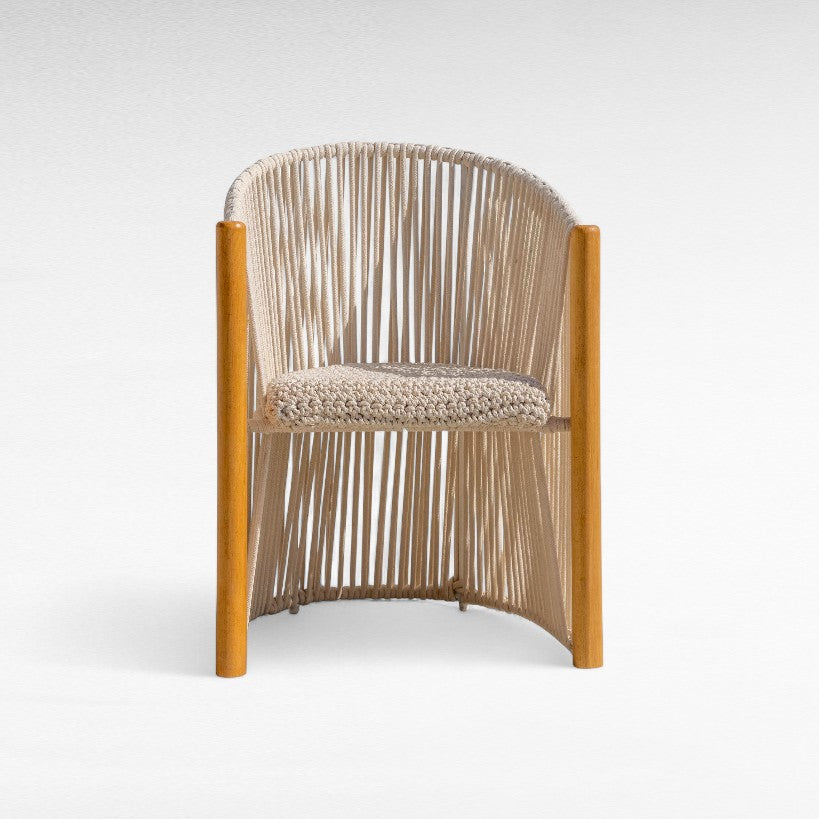 OAK WOOD DINING CHAIR WITH THIN COTTON ROPE W50 |D60 |H87 CM