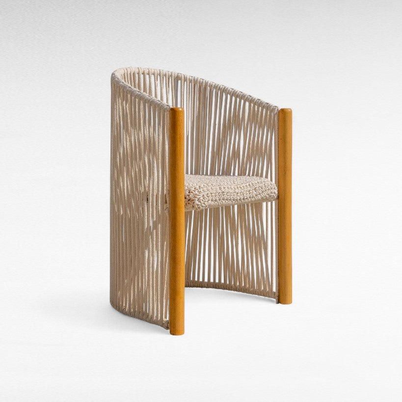 OAK WOOD DINING CHAIR WITH THIN COTTON ROPE W50 |D60 |H87 CM