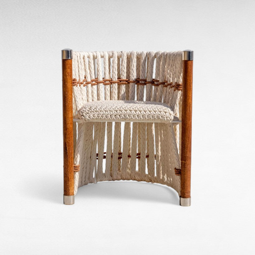 OAK WOOD DINING CHAIR WITH THICK COTTON ROPE W62 |D54 |H74 CM