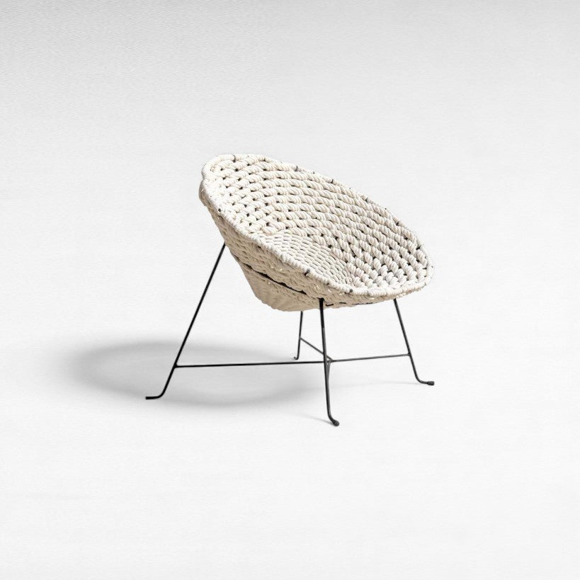 CHAIR ROPE & IRON OFF WHITE & BLACK 85x85x80cm
