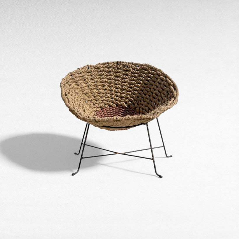 CHAIR ROPE & IRON NATURAL BRONZE & BLACK 85x85x80cm