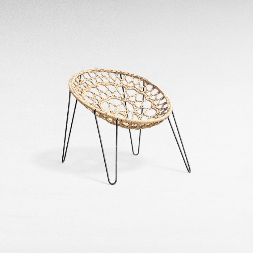 CHAIR ROPE & IRON NATURAL & BLACK 82x75x75cm