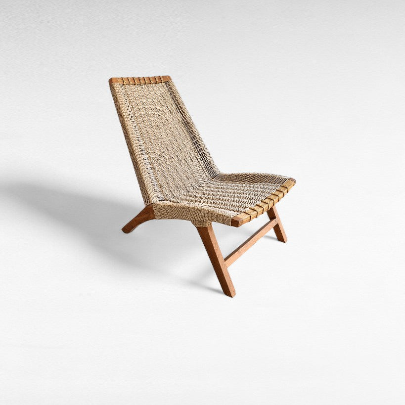 TEAK WOOD RELAX CHAIR WITH SYNTHETIC RAFFIA W66 |D88 |H88 cm