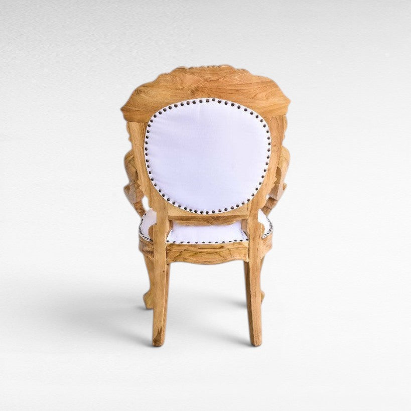 CARVED TEAK WOOD DINING ARMCHAIR WITH UPHOLSTERY W60 |D68 |H93 CM