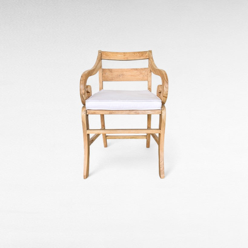 TEAK WOOD DINING ARMCHAIR WITH CUSHION W65 |D50 |H87 CM