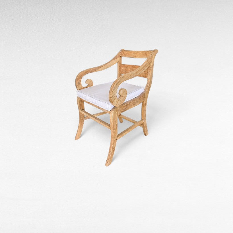 TEAK WOOD DINING ARMCHAIR WITH CUSHION W65 |D50 |H87 CM