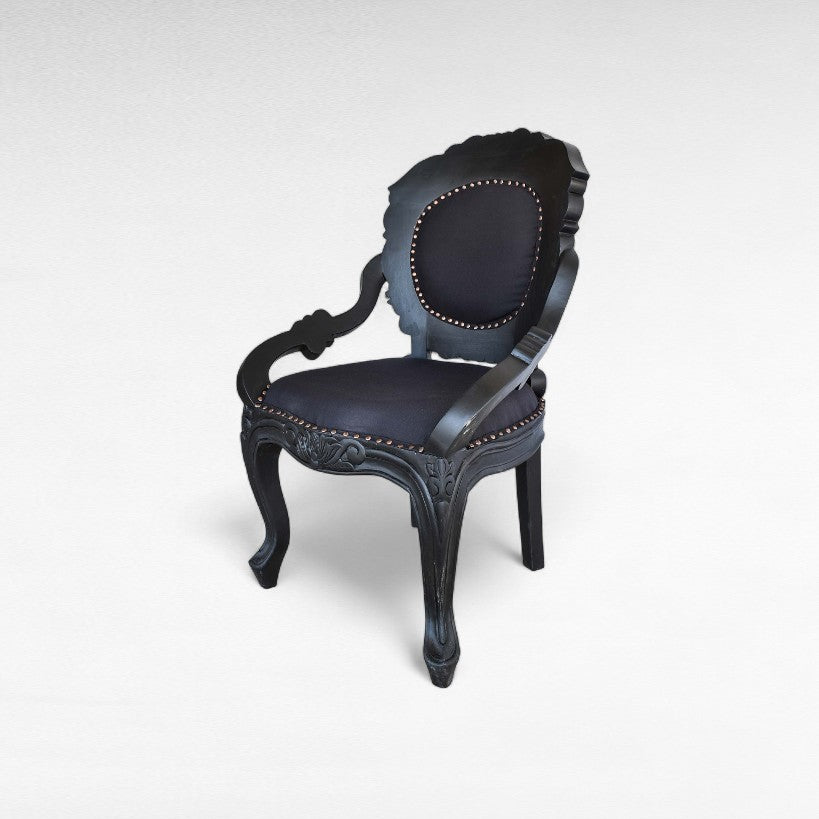 CARVED TEAK WOOD DINING ARMCHAIR WIHT UPHOLSTERY W60 |D68 |H93 CM