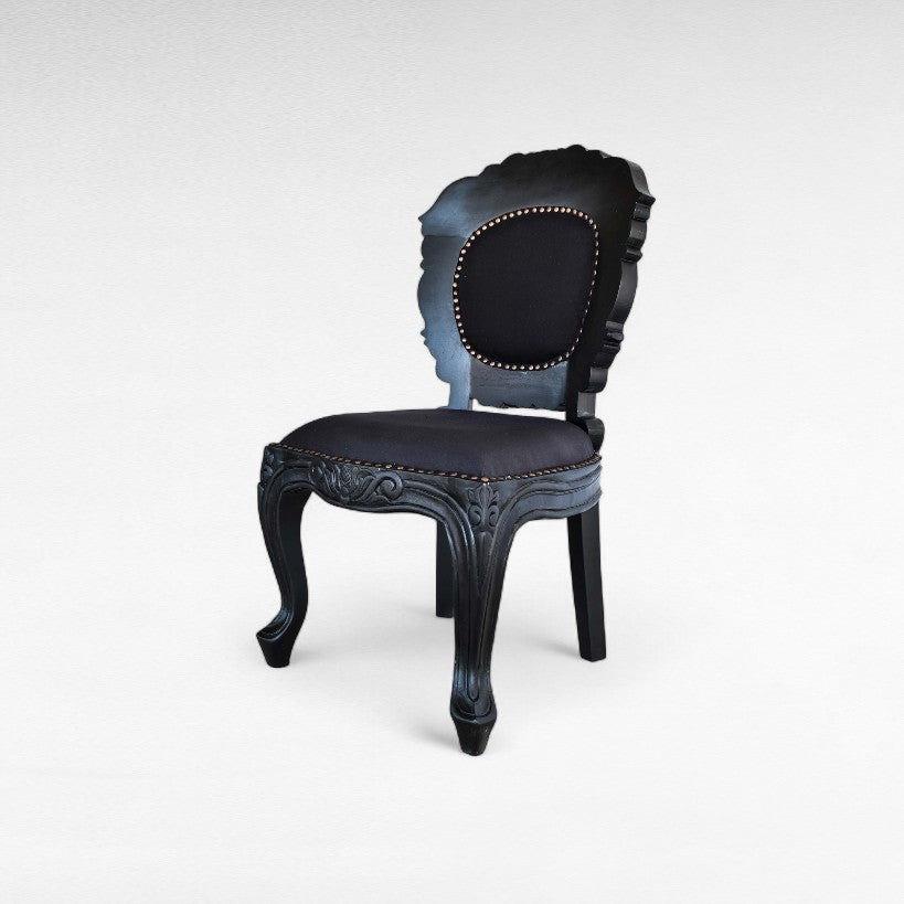 CARVED TEAK WOOD DINING CHAIR WIHT UPHOLSTERY W58 |D53 |H96 CM